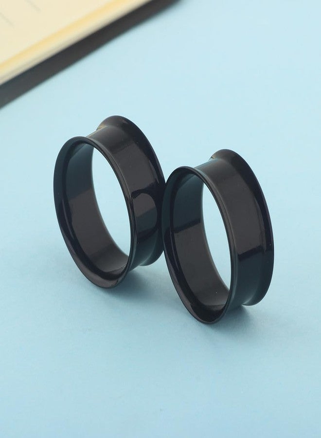 Decentraland 2 Pcs Black Simplicity Acrylic Double Flared Ear Gauges Ear Plugs Tunnels Body Piercing Jewelry 00g(10mm) - Image 2